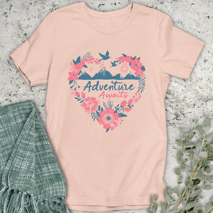 Stepping Green T-Shirt Pink Heart Adventure Awaits T-Shirt