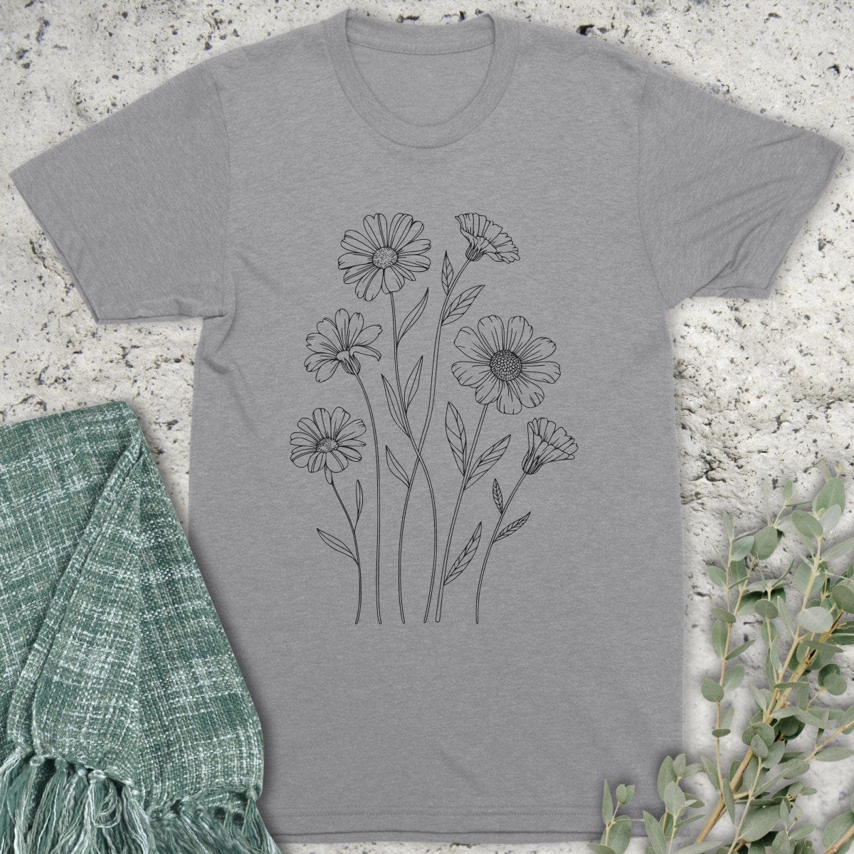 Stepping Green T-Shirt Pressed Flowers Wildflower Organic T-Shirt