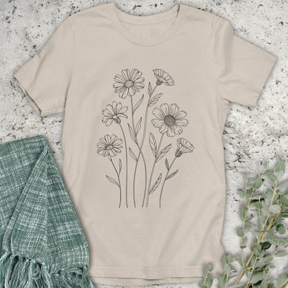 Stepping Green T-Shirt Pressed Flowers Wildflower Organic T-Shirt
