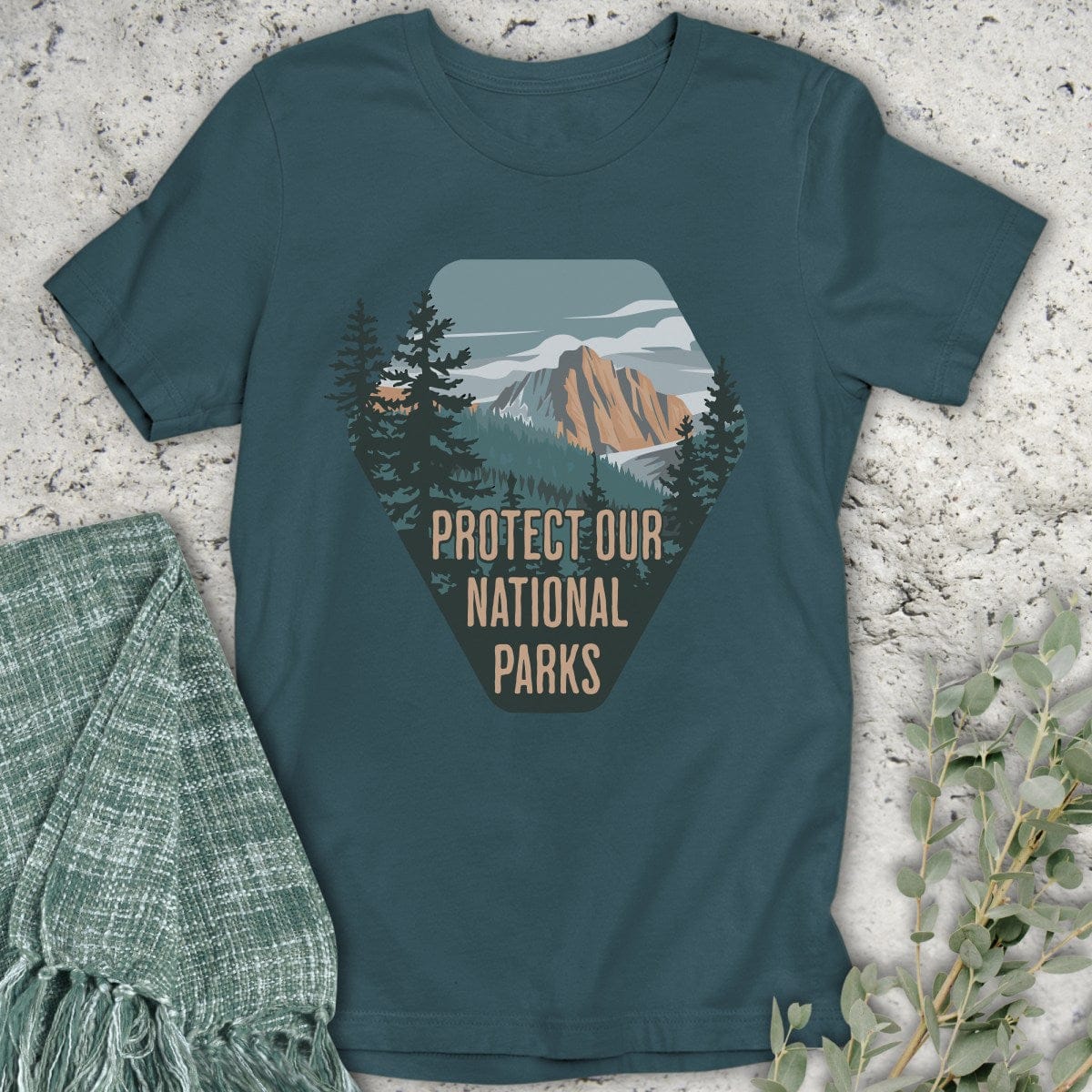 Stepping Green T-Shirt Protect National Parks Badge Organic T-Shirt