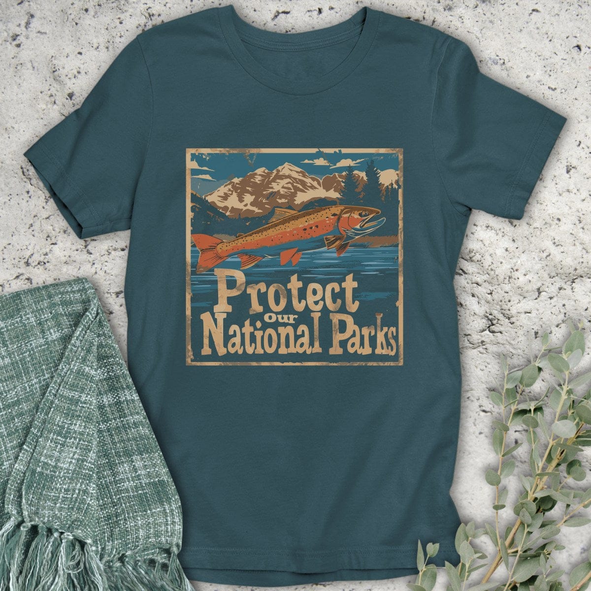 Stepping Green T-Shirt Protect National Parks Fish Organic T-Shirt