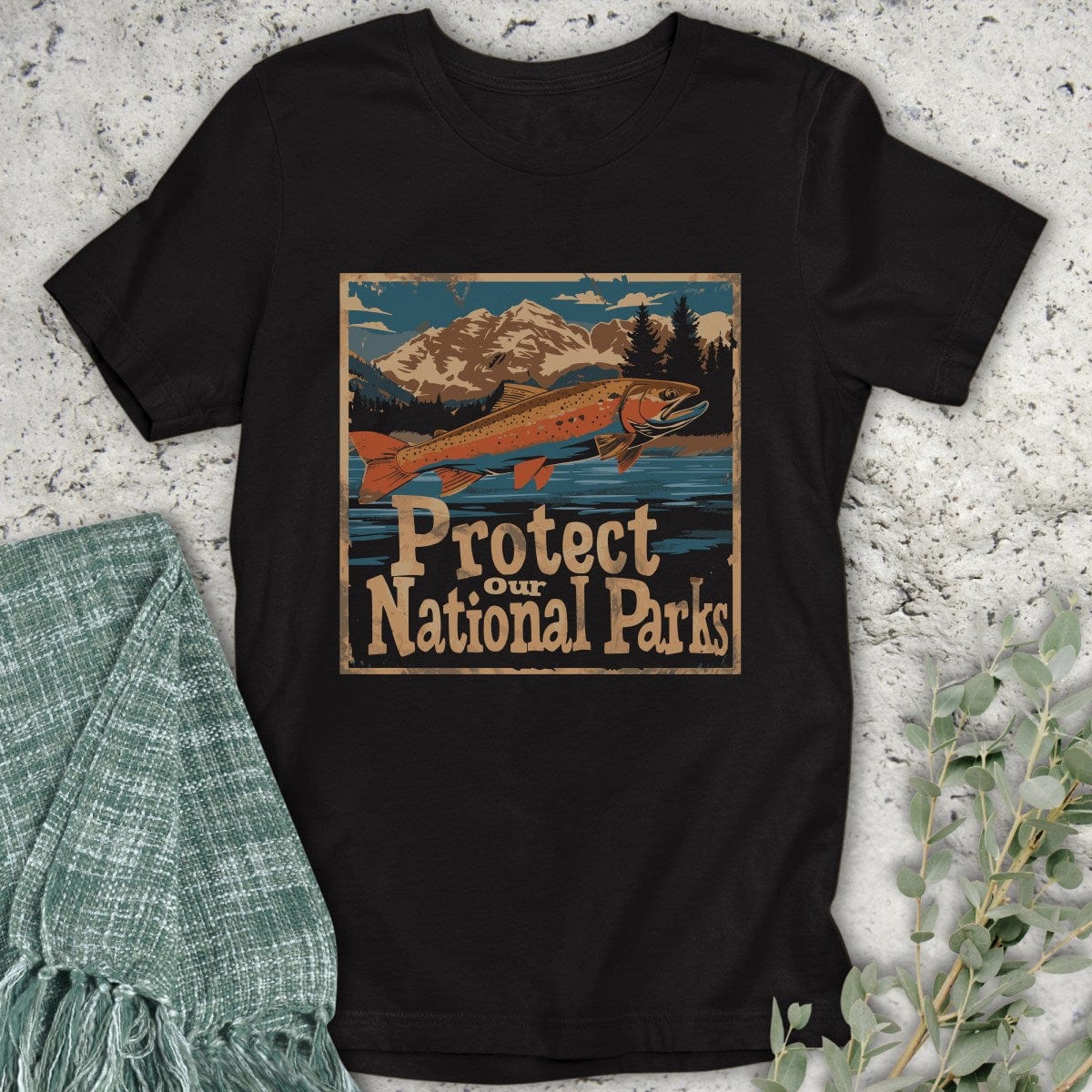 Stepping Green T-Shirt Protect National Parks Fish T-Shirt