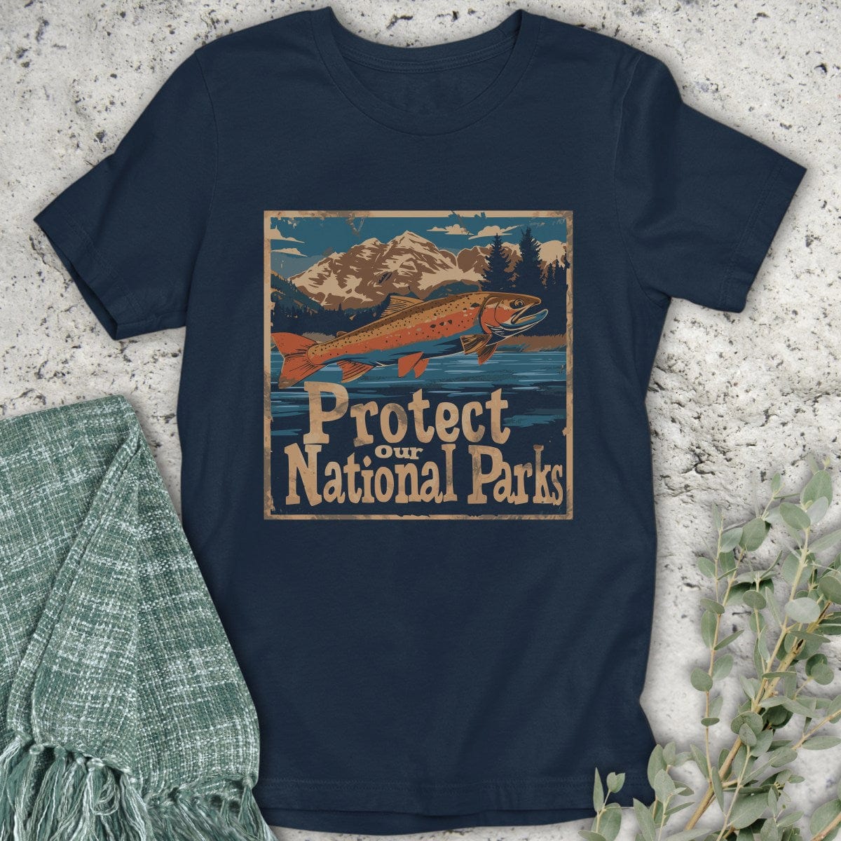 Stepping Green T-Shirt Protect National Parks Fish T-Shirt