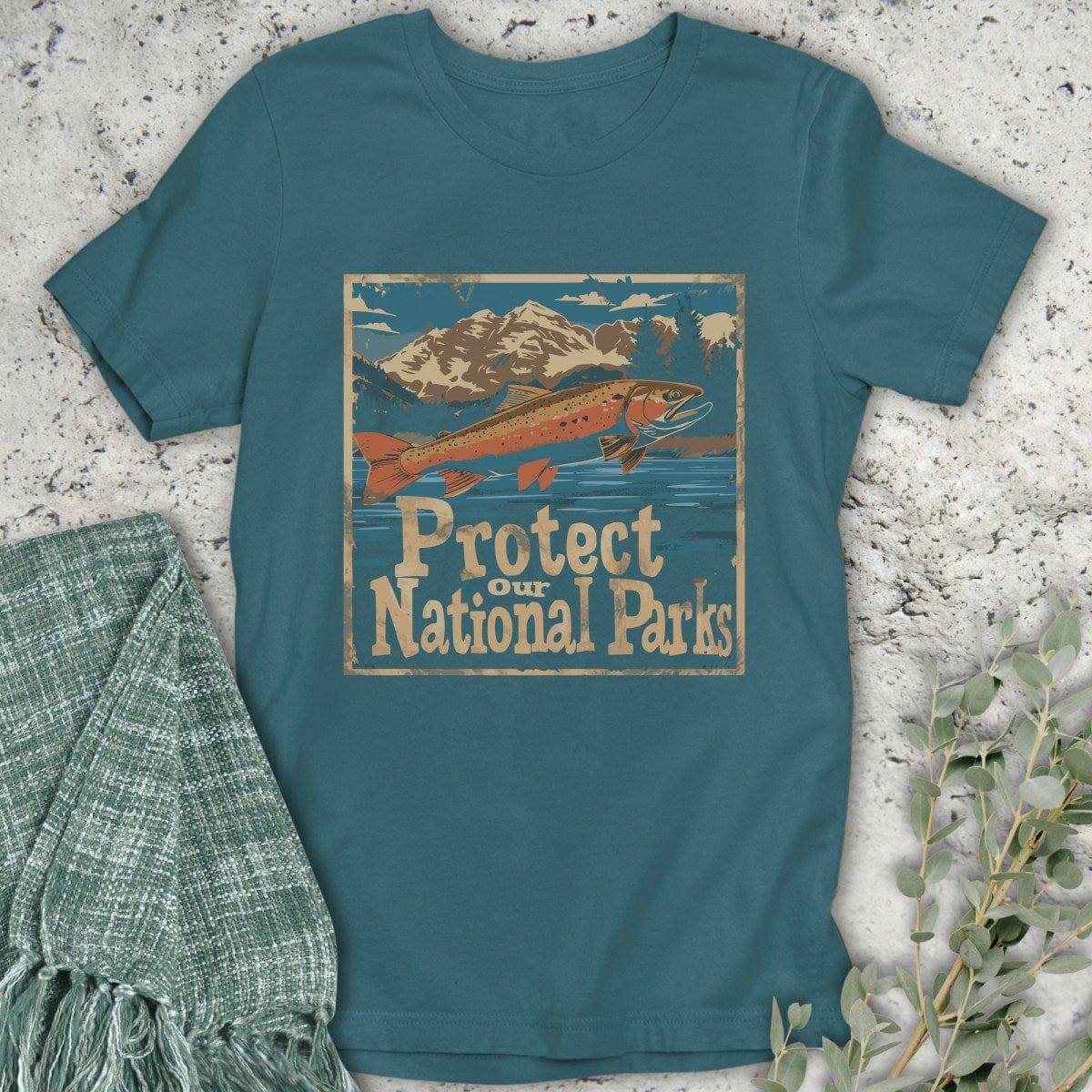 Stepping Green T-Shirt Protect National Parks Fish T-Shirt