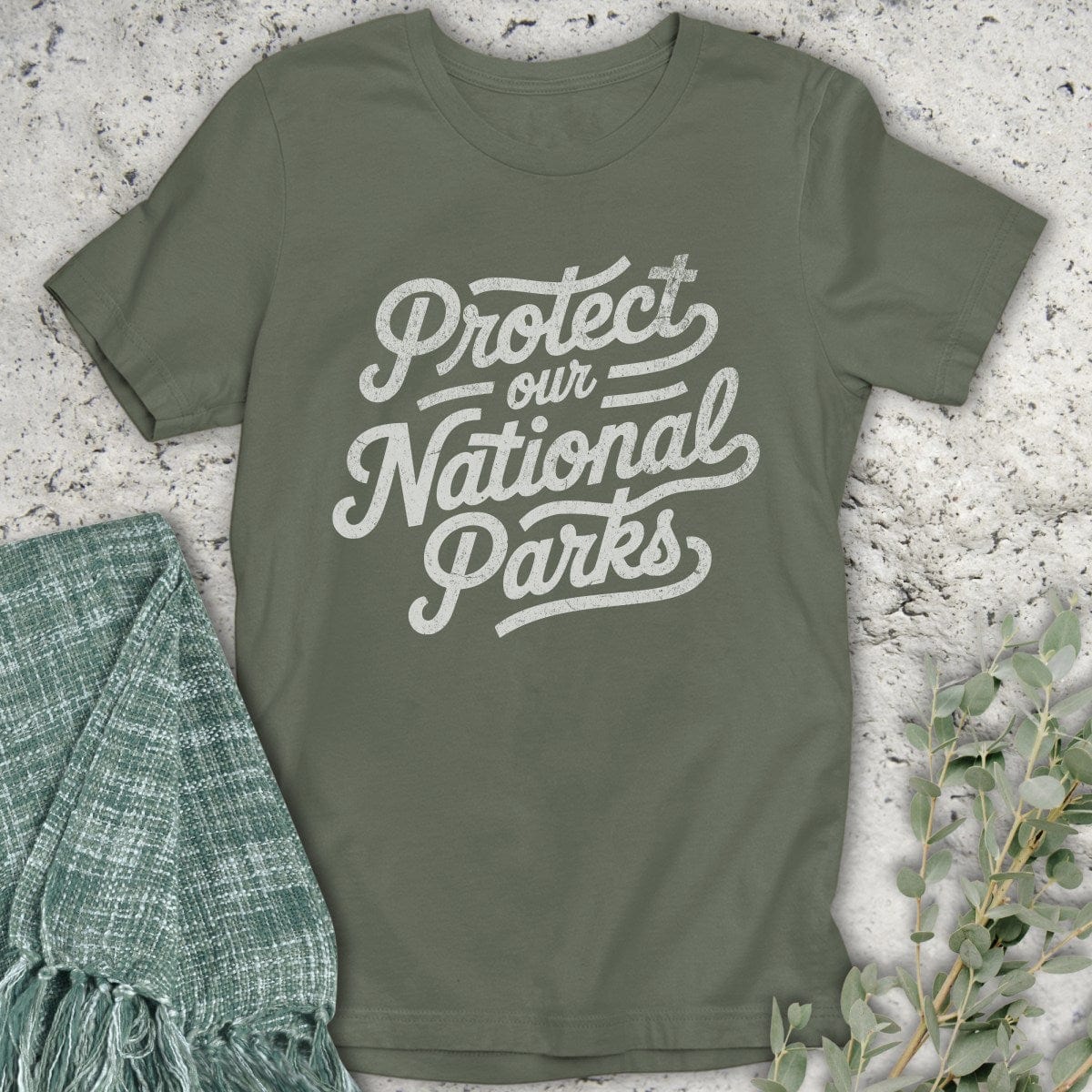 Stepping Green T-Shirt Protect National Parks Script T-Shirt
