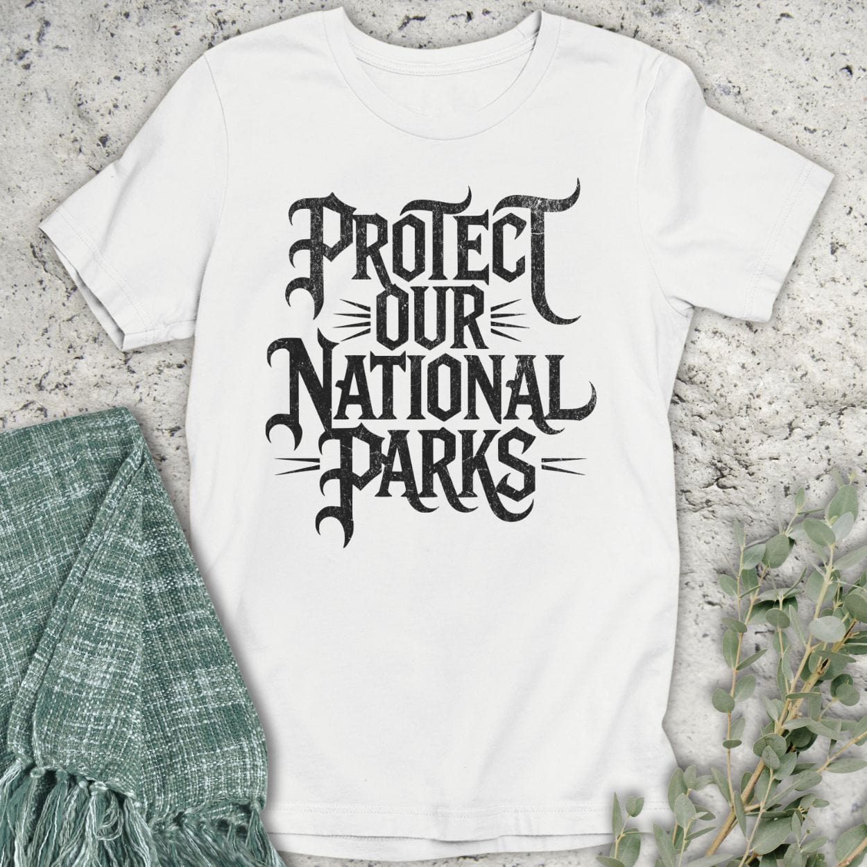 Stepping Green T-Shirt Protect Parks Gothic Text T-Shirt