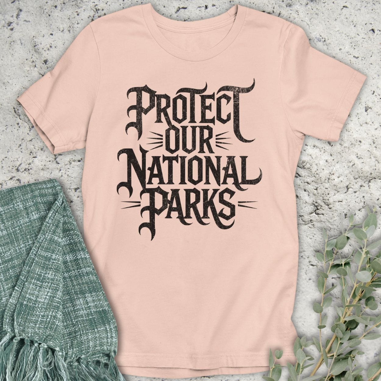 Stepping Green T-Shirt Protect Parks Gothic Text T-Shirt