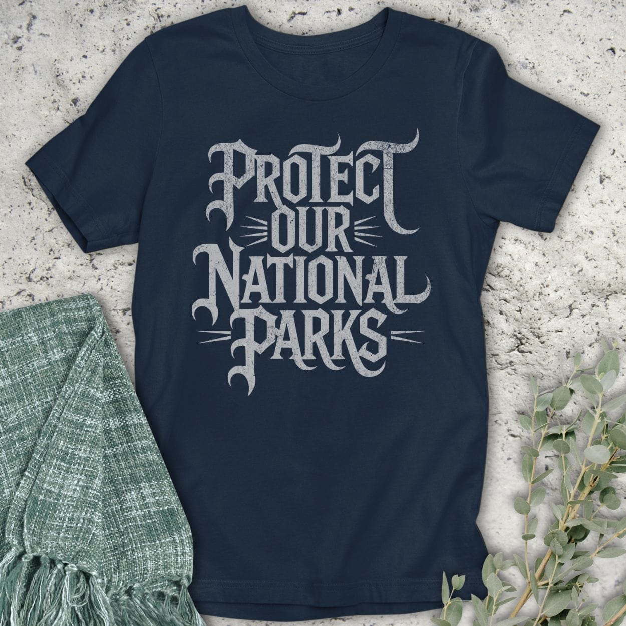 Stepping Green T-Shirt Protect Parks Gothic Text T-Shirt