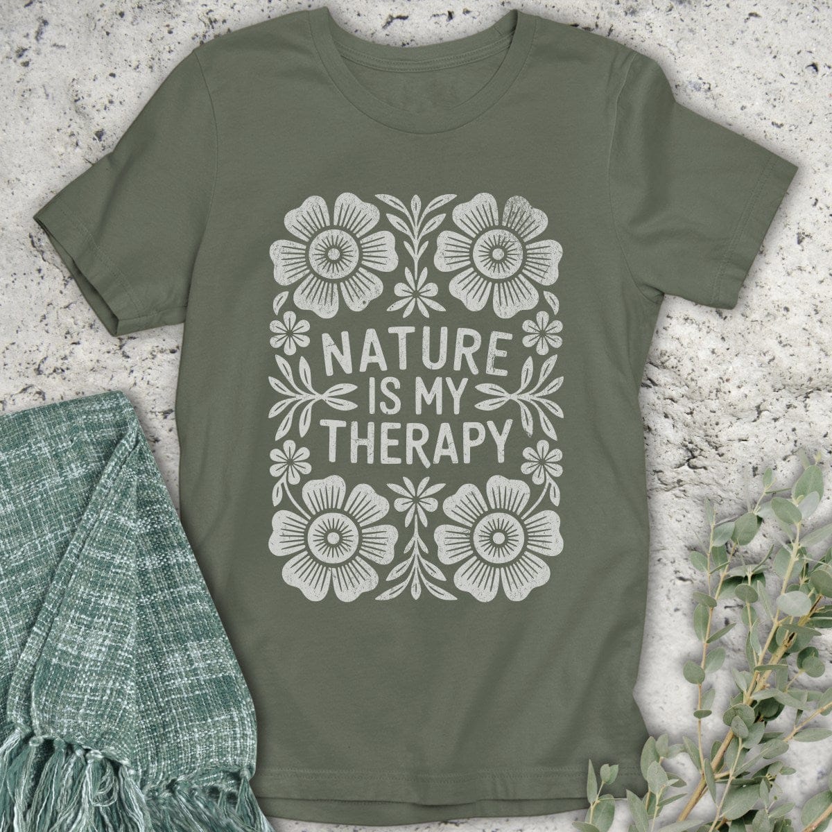 Stepping Green T-Shirt Retro Nature is My Therapy Organic T-Shirt