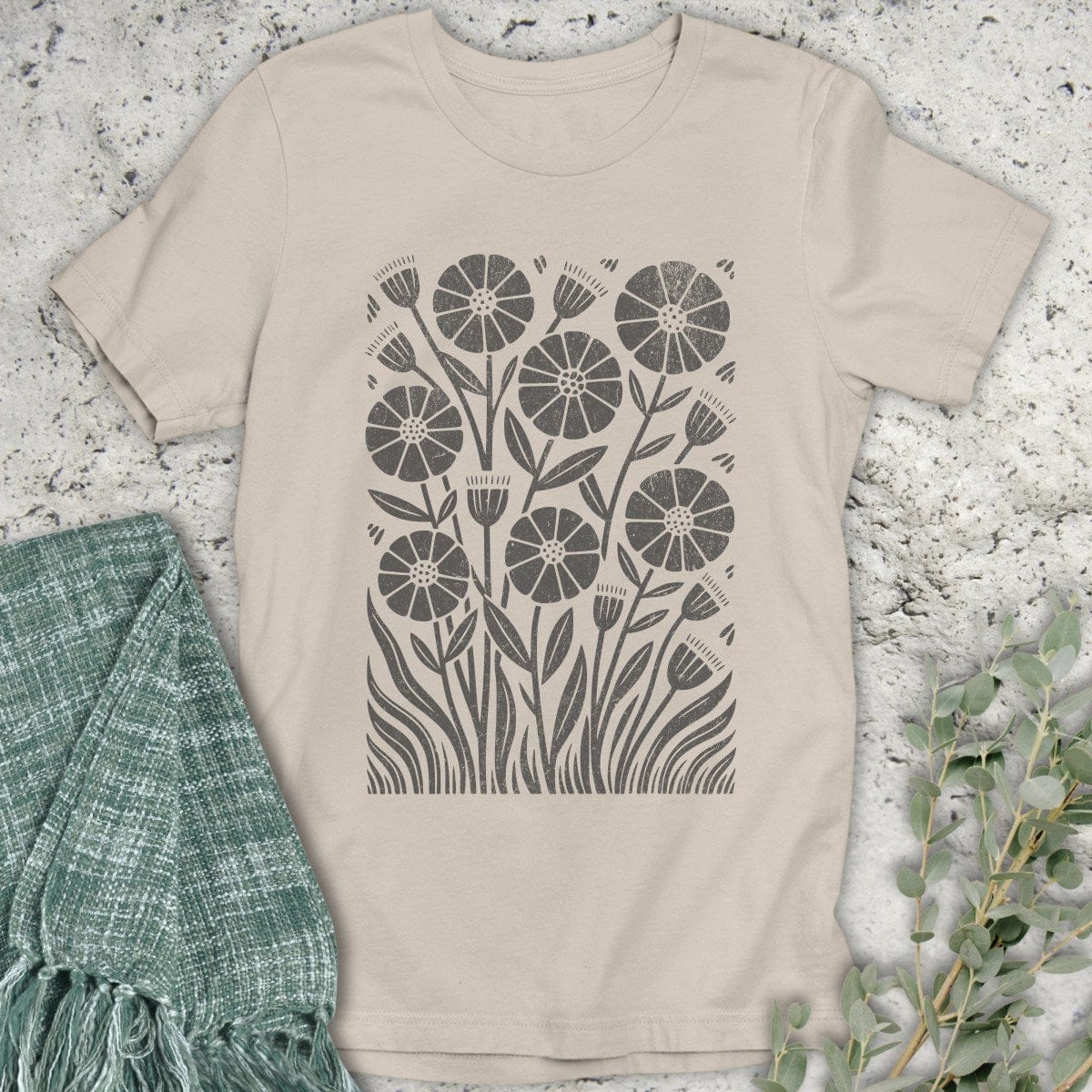 Stepping Green T-Shirt Retro Wildflower Garden Organic T-Shirt