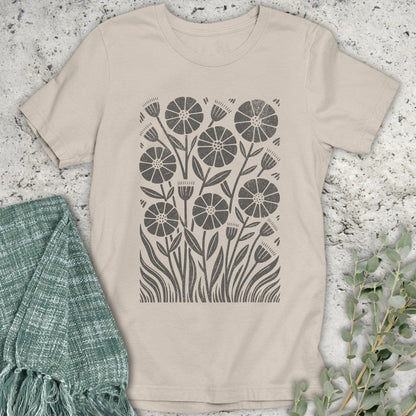 Stepping Green T-Shirt Retro Wildflower Garden Organic T-Shirt