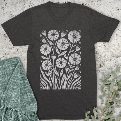 Stepping Green T-Shirt Retro Wildflower Garden Organic T-Shirt