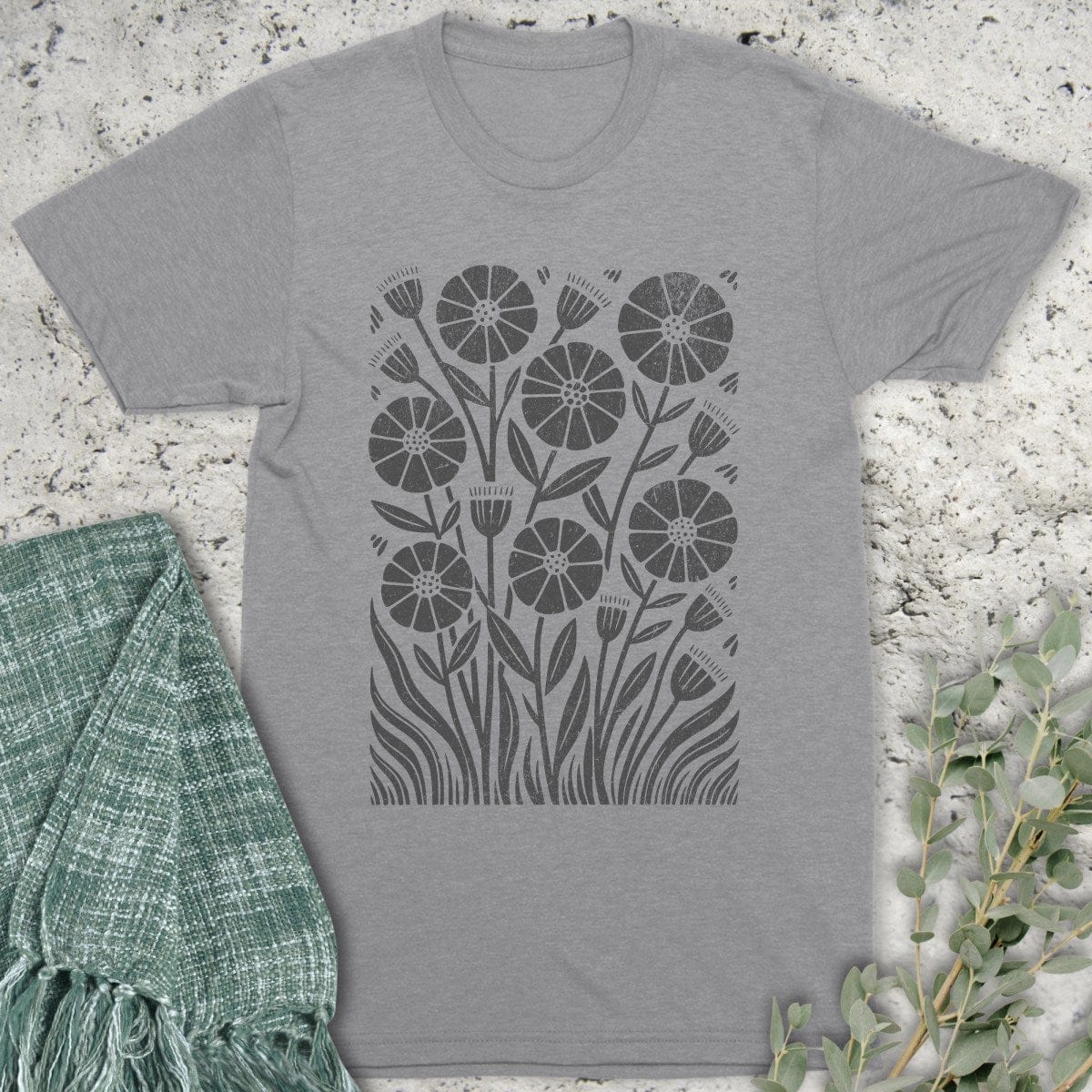 Stepping Green T-Shirt Retro Wildflower Garden Organic T-Shirt