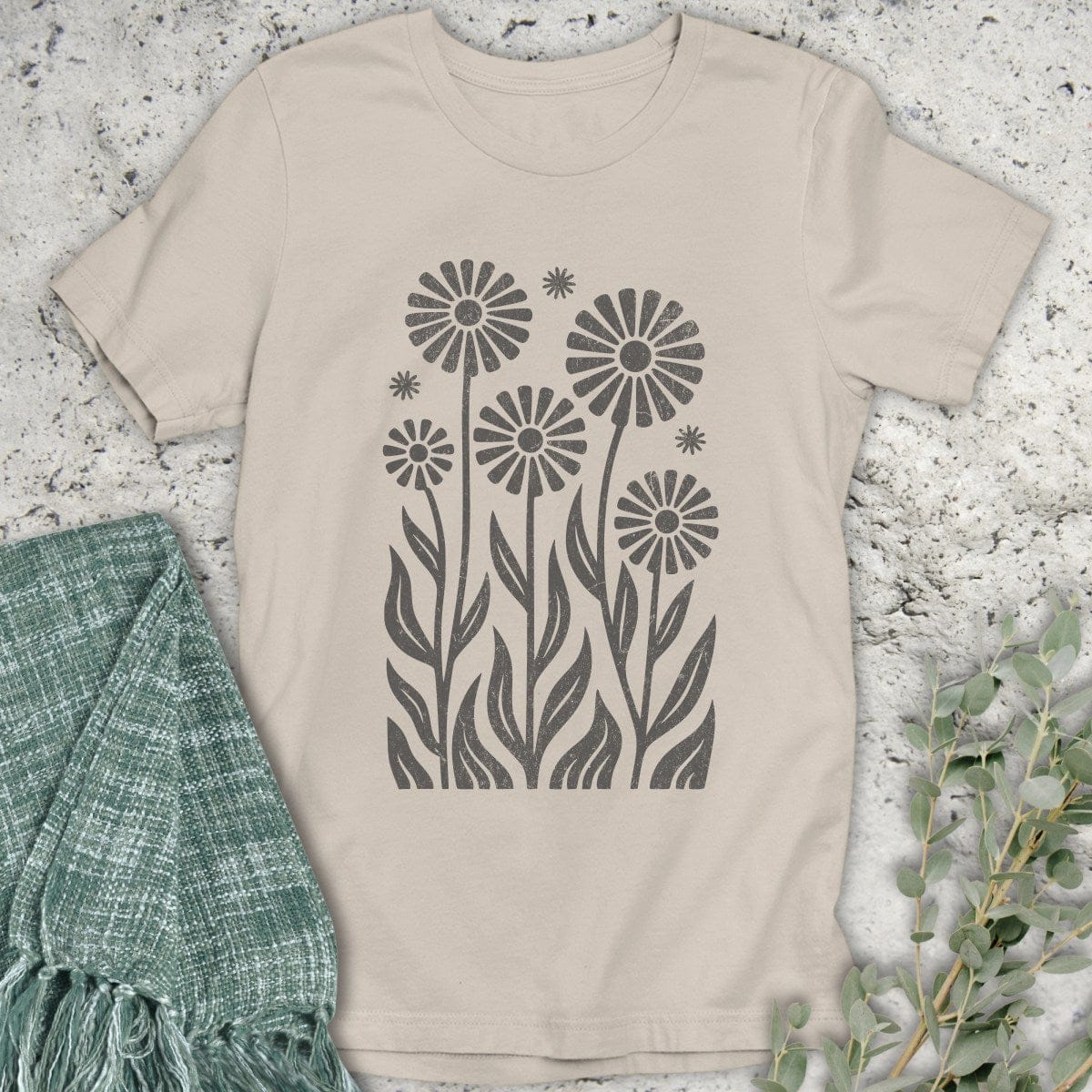 Stepping Green T-Shirt Retro Wildflower Mono Organic T-Shirt