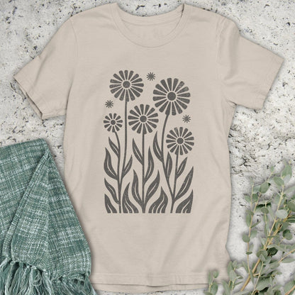 Stepping Green T-Shirt Retro Wildflower Mono Organic T-Shirt
