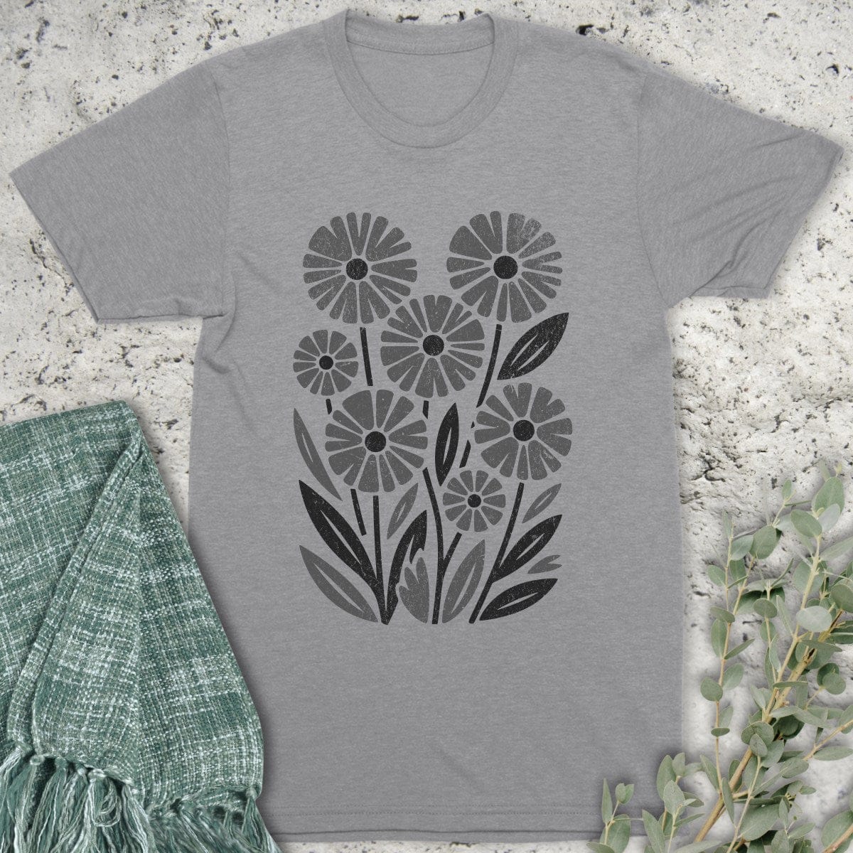 Stepping Green T-Shirt Retro Wildflower Organic T-Shirt
