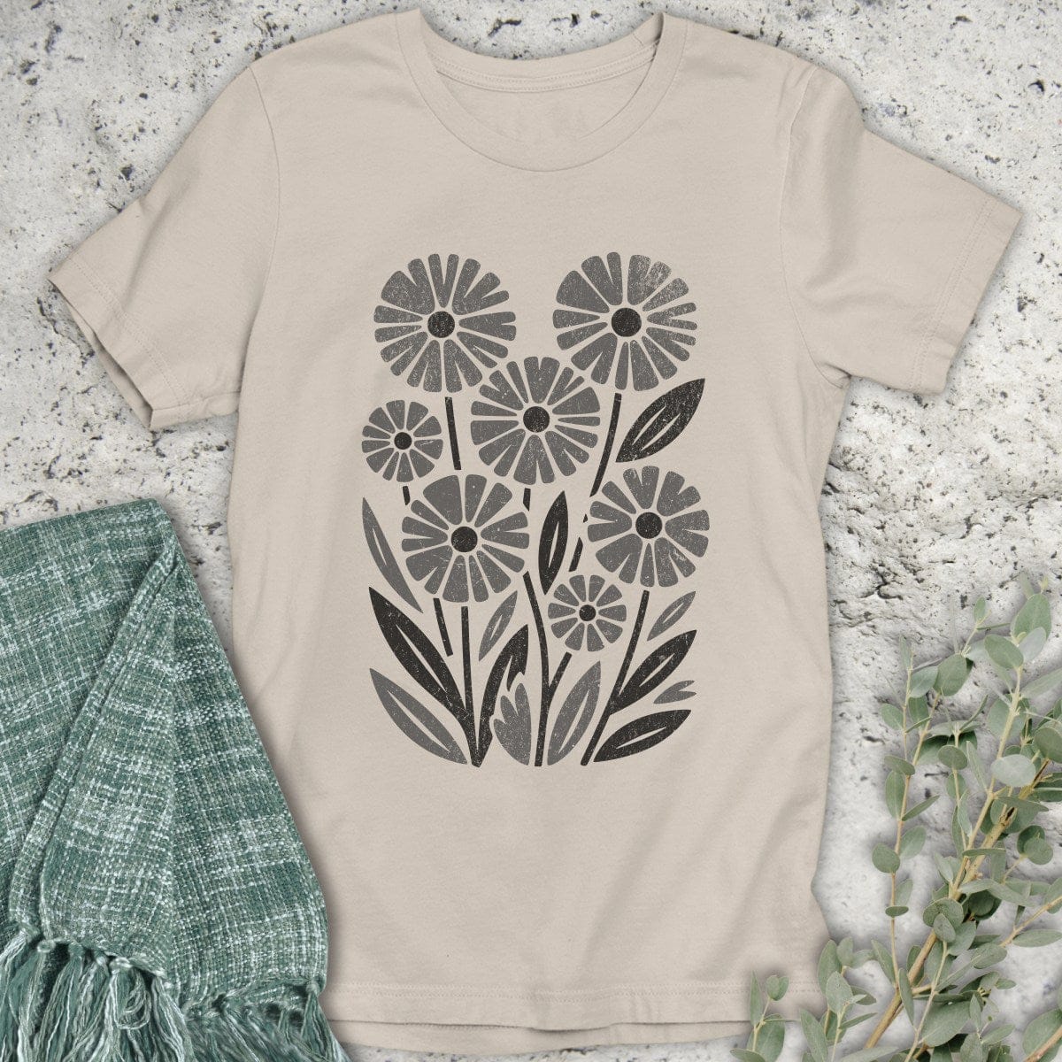 Stepping Green T-Shirt Retro Wildflower Organic T-Shirt