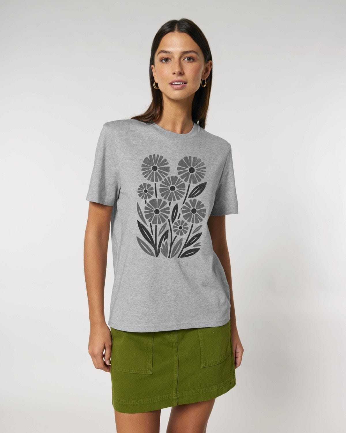 Stepping Green T-Shirt Retro Wildflower Organic T-Shirt