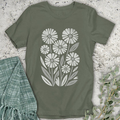 Stepping Green T-Shirt Retro Wildflower Organic T-Shirt