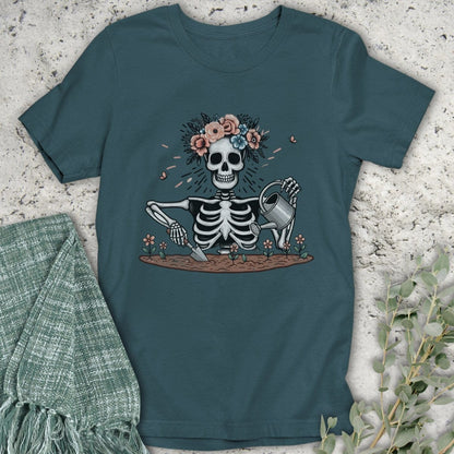Stepping Green T-Shirt Skeleton Gardener Organic T-Shirt