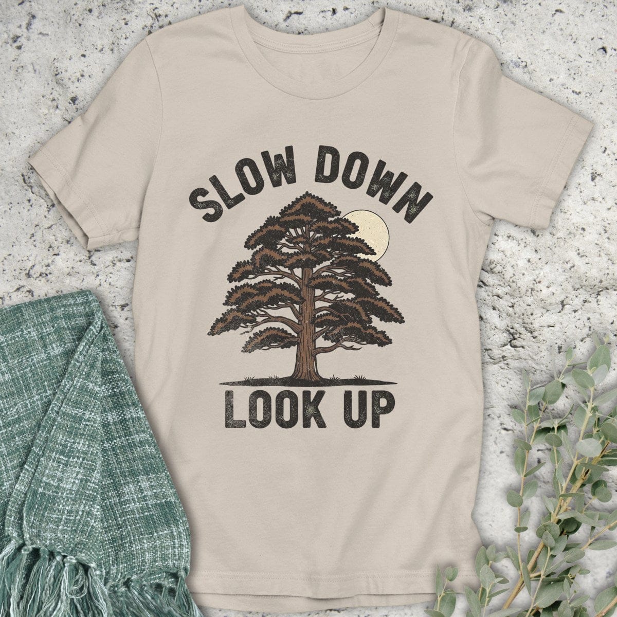 Stepping Green T-Shirt Slow Down Look Up Organic T-Shirt