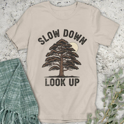 Stepping Green T-Shirt Slow Down Look Up Organic T-Shirt