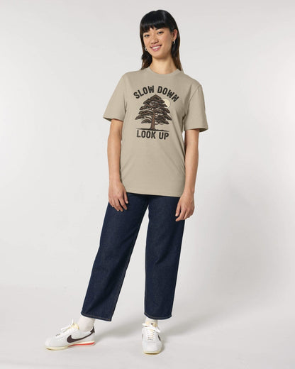 Stepping Green T-Shirt Slow Down Look Up Organic T-Shirt