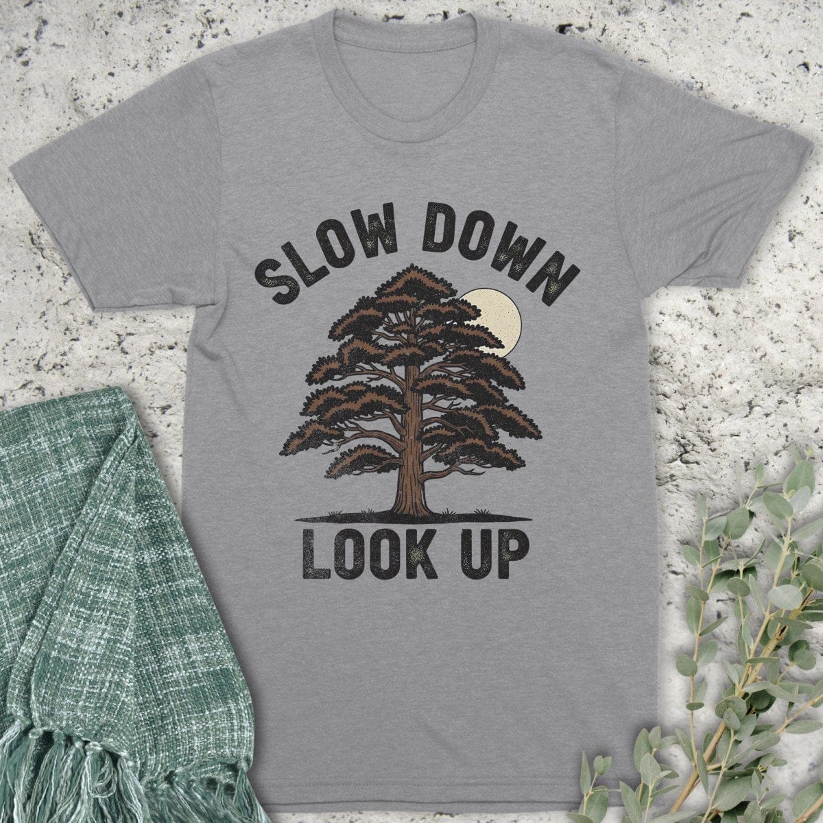 Stepping Green T-Shirt Slow Down Look Up Organic T-Shirt