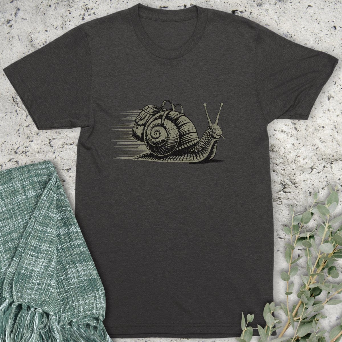 Stepping Green T-Shirt Snail on Trail Organic T-Shirt