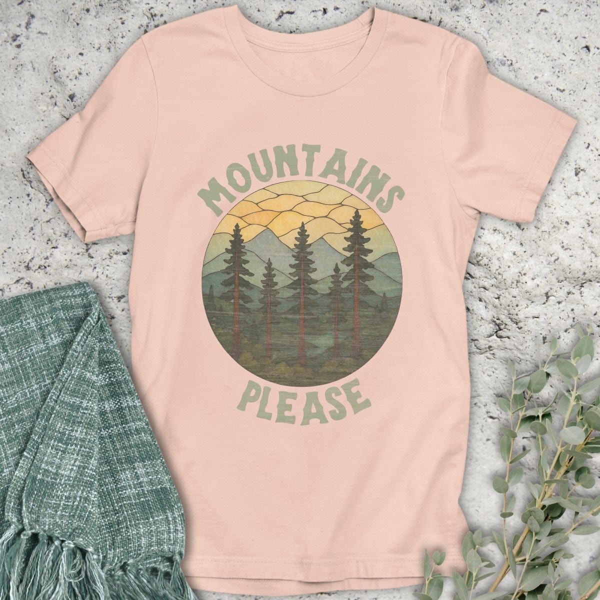 Stepping Green T-Shirt Stained Glass Mountains Please T-Shirt