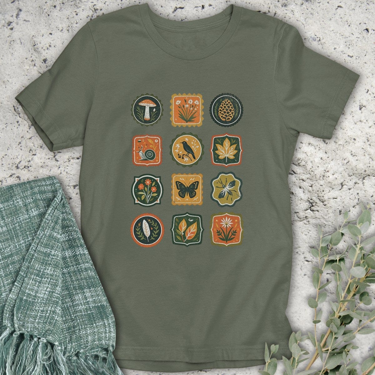 Stepping Green T-Shirt Stamp Badges T-Shirt