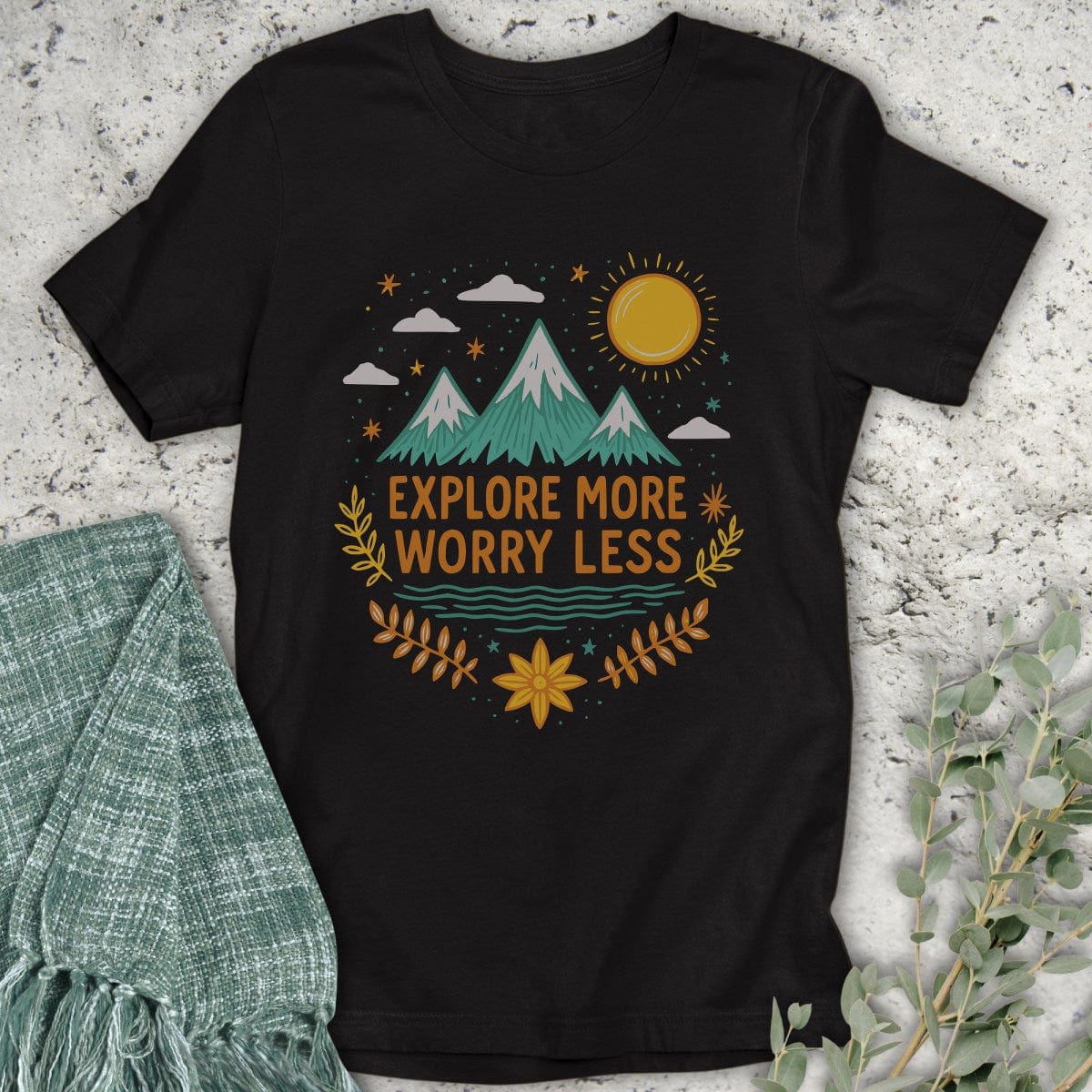 Stepping Green T-Shirt Stars Explore More Worry Less T-Shirt