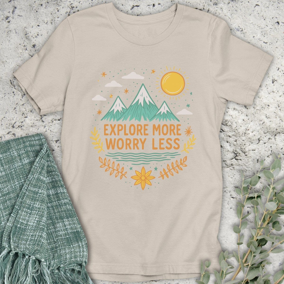 Stepping Green T-Shirt Stars Explore More Worry Less T-Shirt