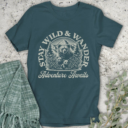 Stepping Green T-Shirt Stay Wild and Wander Organic T-Shirt