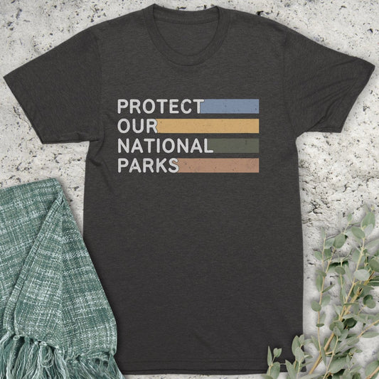 Stepping Green T-Shirt Striped Protect Parks Organic T-Shirt