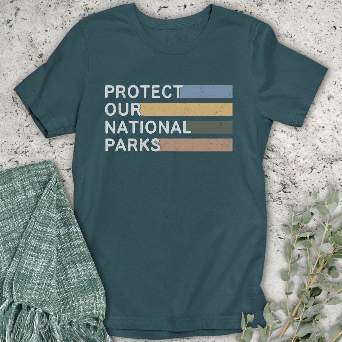 Stepping Green T-Shirt Striped Protect Parks Organic T-Shirt