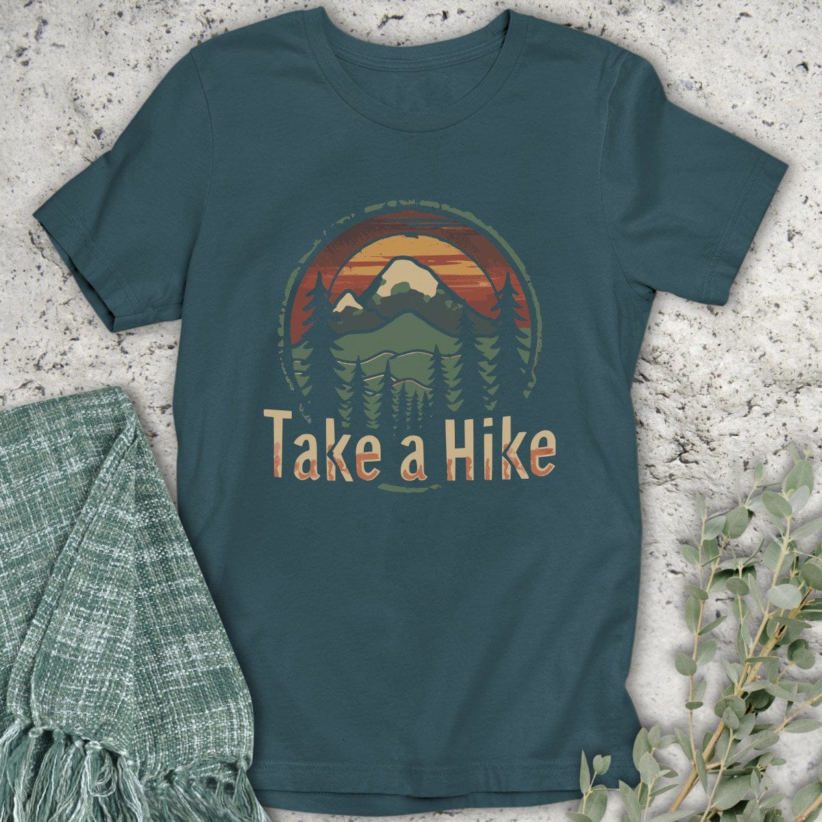 Stepping Green T-Shirt Sun Take A Hike Badge Organic T-Shirt