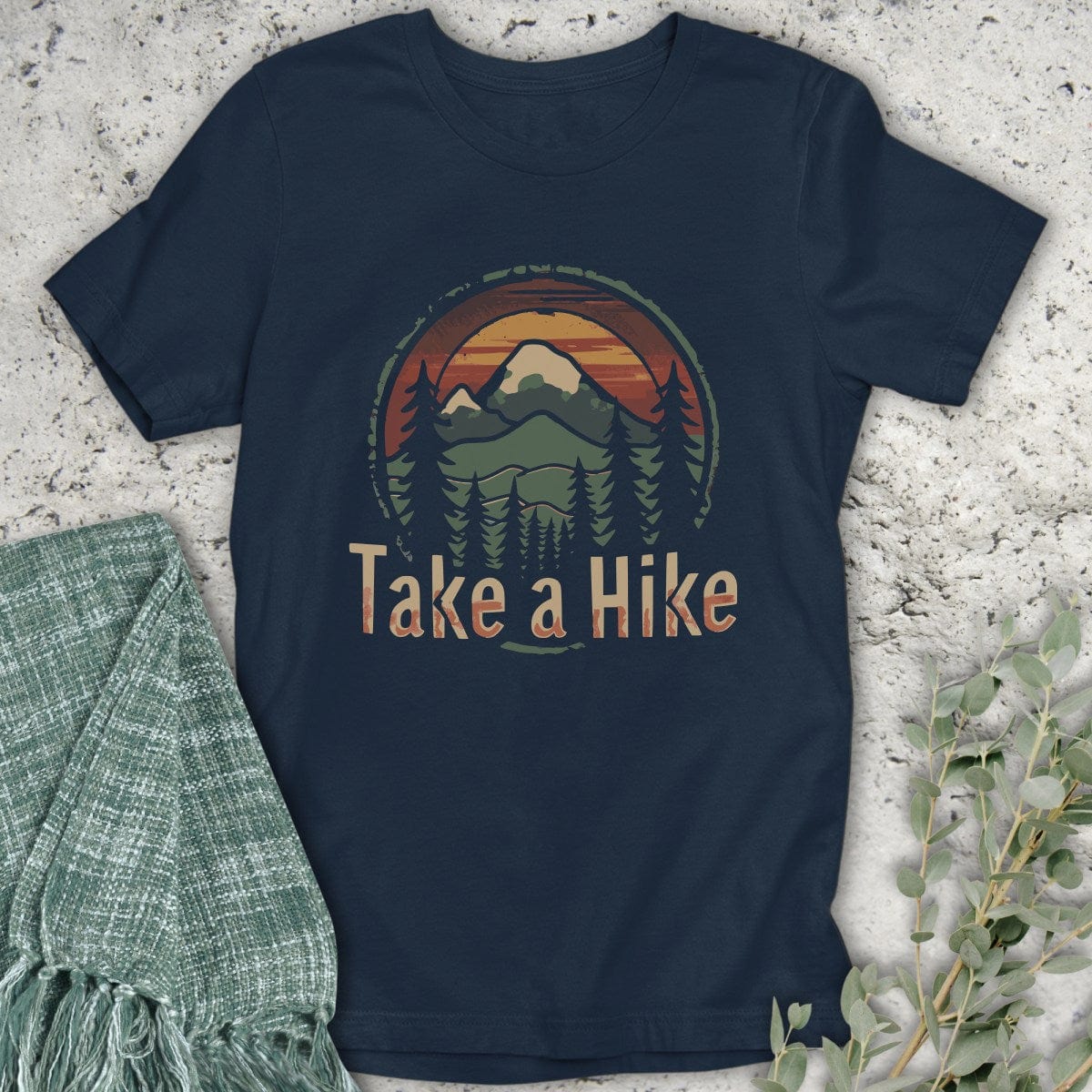 Stepping Green T-Shirt Sun Take A Hike Badge T-Shirt