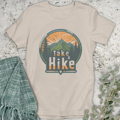 Stepping Green T-Shirt Sunset Take A Hike Badge T-Shirt