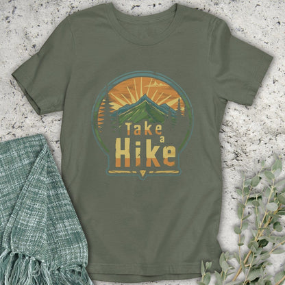 Stepping Green T-Shirt Sunset Take A Hike Badge T-Shirt