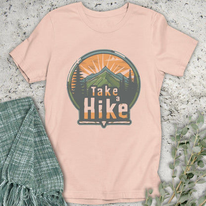 Stepping Green T-Shirt Sunset Take A Hike Badge T-Shirt