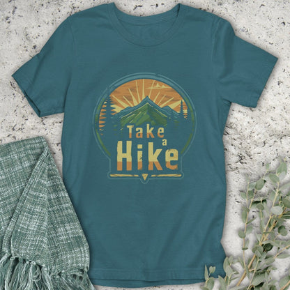 Stepping Green T-Shirt Sunset Take A Hike Badge T-Shirt