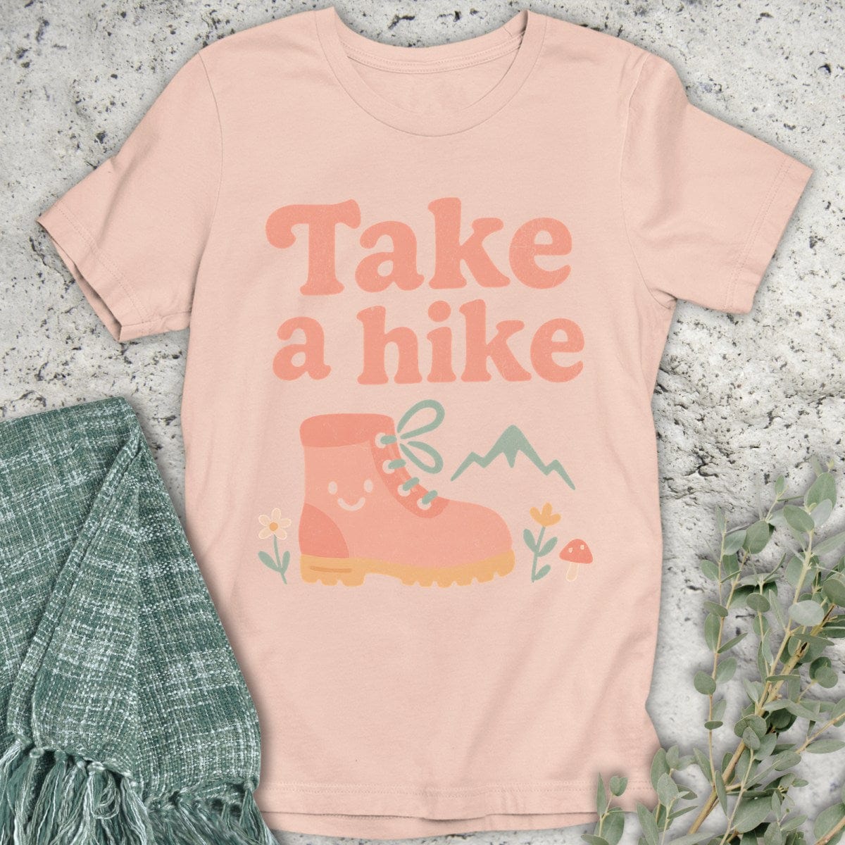Stepping Green T-Shirt Take A Hike Boot T-Shirt