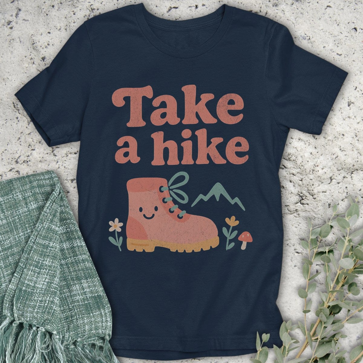 Stepping Green T-Shirt Take A Hike Boot T-Shirt