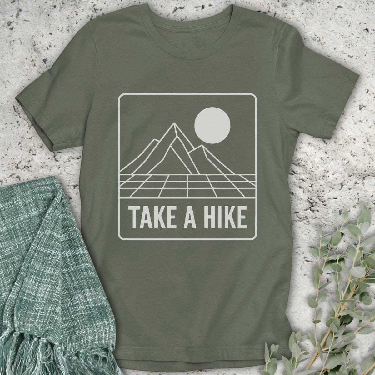 Stepping Green T-Shirt Take A Hike Grid T-Shirt