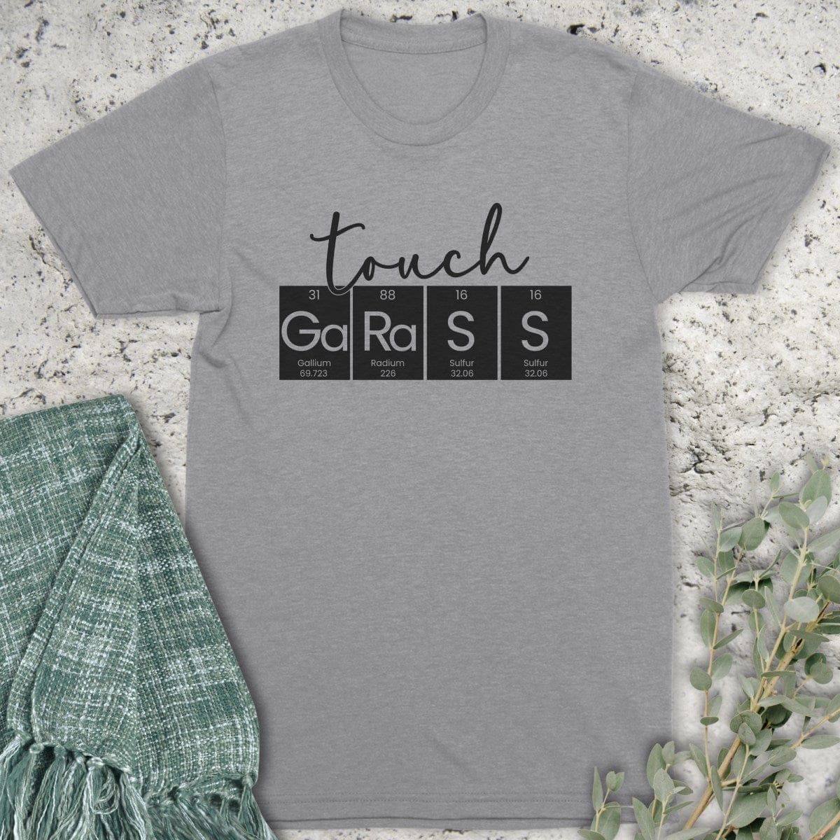 Stepping Green T-Shirt Touch Grass Periodic Table T-Shirt