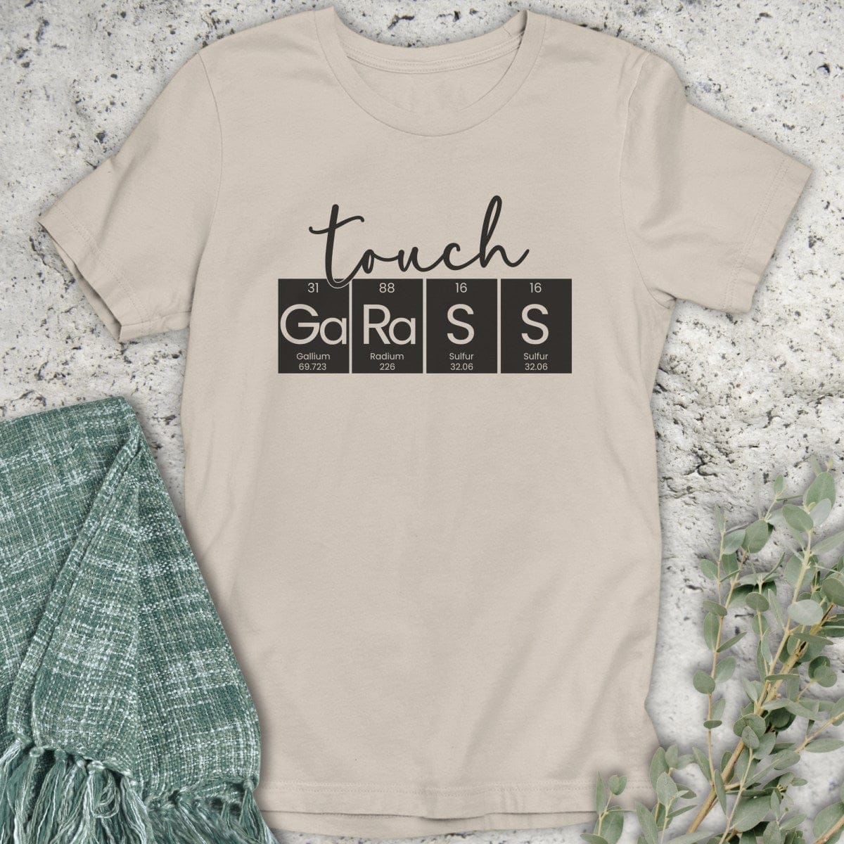 Stepping Green T-Shirt Touch Grass Periodic Table T-Shirt