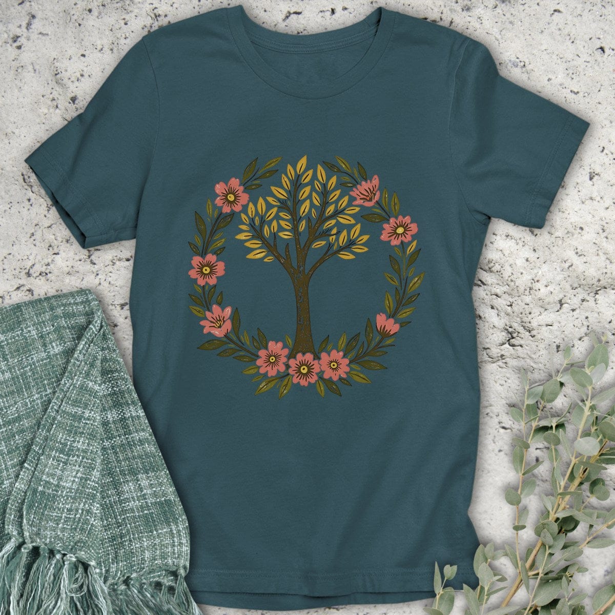 Stepping Green T-Shirt Tree Wreath Organic T-Shirt