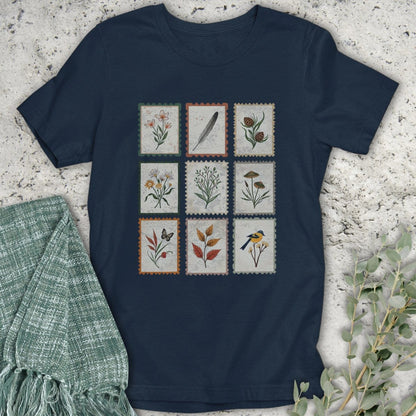 Stepping Green T-Shirt Vintage Nature Stamps T-Shirt