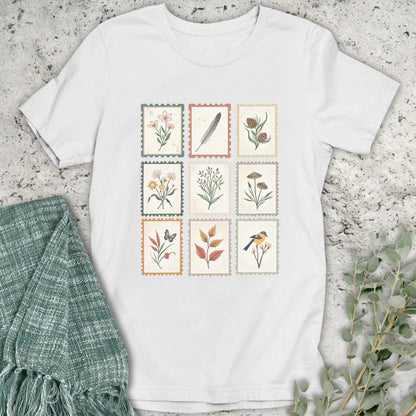 Stepping Green T-Shirt Vintage Nature Stamps T-Shirt